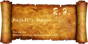 Rajtár Hanna névjegykártya